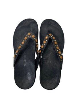 Vionic Floriana Black Croc Embellished Sandals 10 Gorpcore Coastal Bling